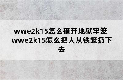 wwe2k15怎么砸开地狱牢笼 wwe2k15怎么把人从铁笼扔下去